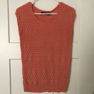 The Limited Short Sleeve Knit Coral Orange Sweater, Size Small